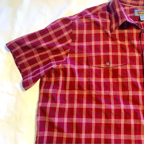 Foundry Shirt Mens XXL Red Plaid Short Sleeve Button Up Pockets - Picture 4 of 6